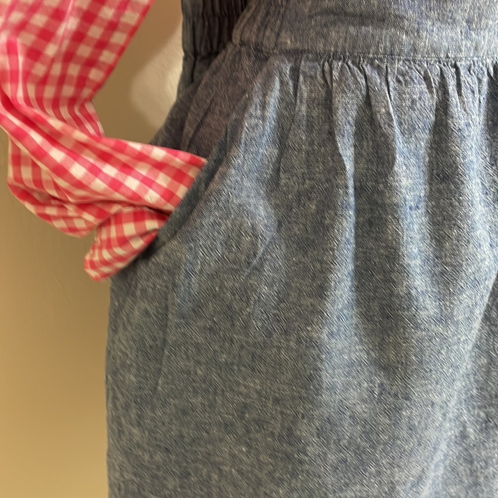 LOFT Blue Chambray Skirt Linen Cotton Blend Petite Small - Picture 6 of 10